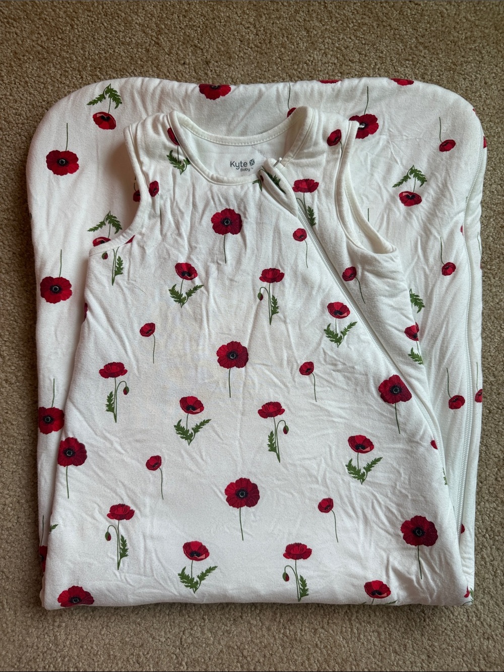 Kyte BABY Sleep Sack with Red Poppy Print - size Large (1.0 tog)